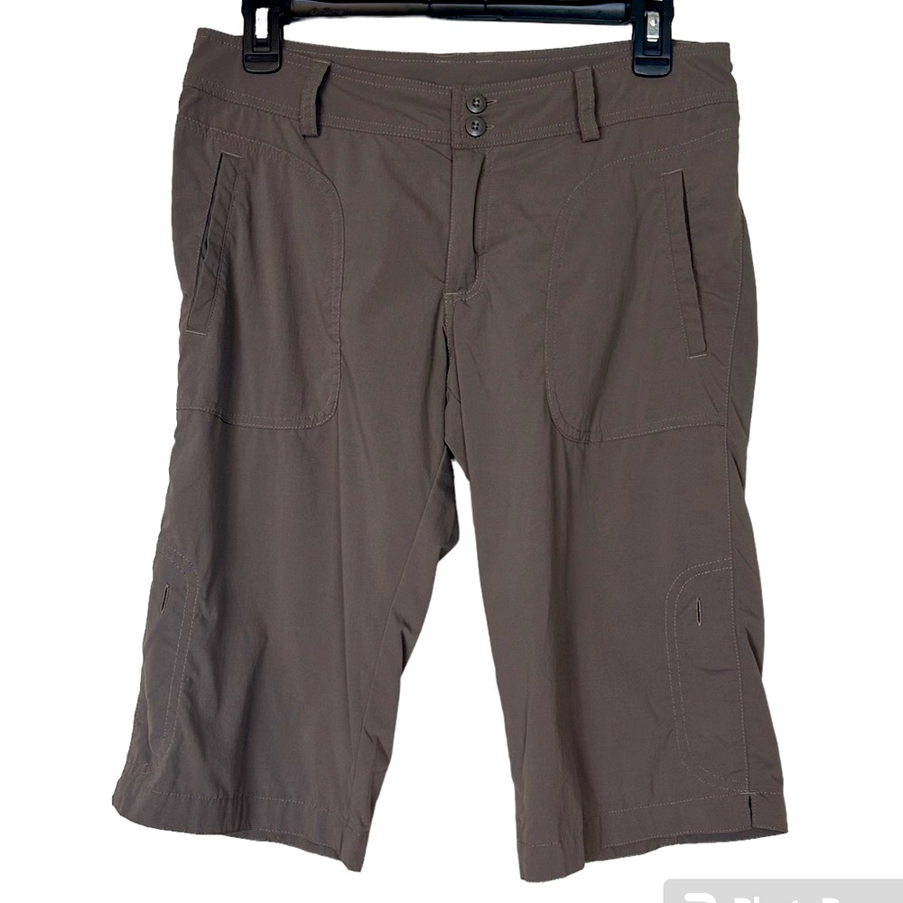 Patagonia Ladies Hiking shorts brown button length adjustment bermuda